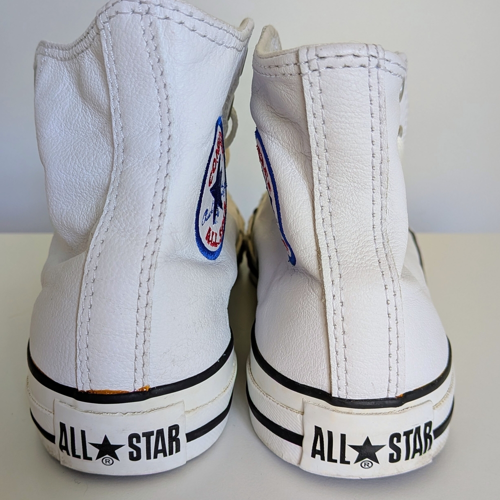 RARE Converse Chuck Taylor All Star Hi-Top Sneakers – White Leather - Women 7.5 - Picture 3 of 7